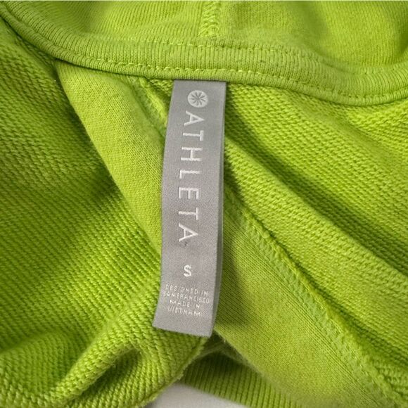Athleta Moonrise Neon Green Hoodie Sweatshirt Size S Open Back Thick Bright Gym - Picture 7 of 12